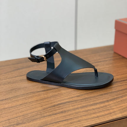 FLIP FLOPS SANDAL IN BLACK CALFSKIN