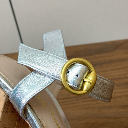 GIANVITO ROSSI 26S PLATFORM SANDALS 115 MM IN SILVER CALFSKIN