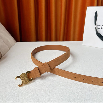 CELINE 26S BELT 25 MM IN CAMEL SUEDE 666330