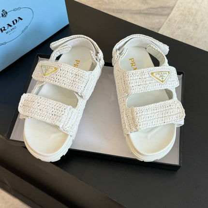 PRA CROCHET SANDALS WHITE CALFSKIN
