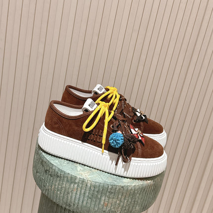 MIUMIU 25S SNEAKERS 50MM IN DARK BROWN SUEDE