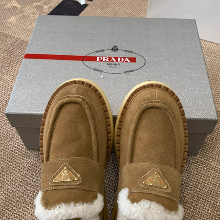 PRADA LOAFERS IN DARK BROWN SUEDE