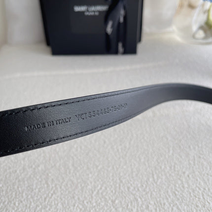 YSL 25S BELT 20 MM IN BLACK CALFSKIN 571485