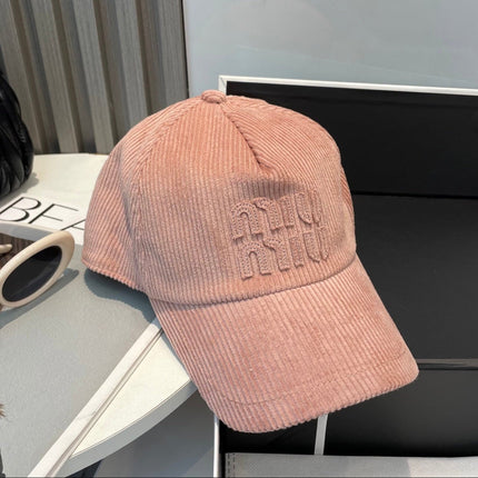 MIUMIU BASEBALL CAP IN PEACHY PINK VELVET