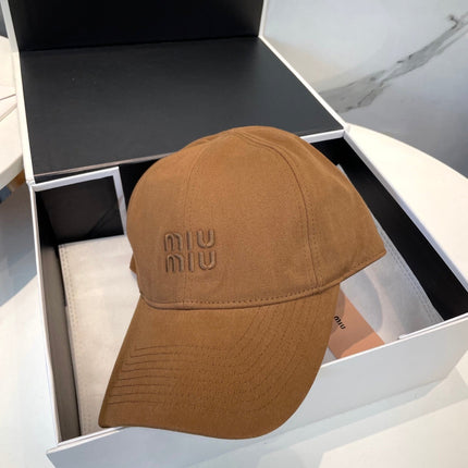 MIUMIU BASEBALL CAP IN BURNT ORANGE FABRIC BRAND EMBROIDERY