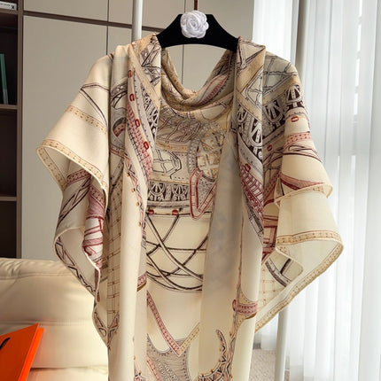 HERMES 26S SCARF 140 IN SILK AND CASHMERE 498304