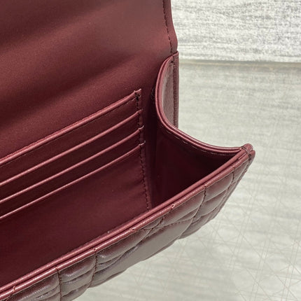 MISS CARO TOP HANDLE POUCH 24 IN TERRACOTTA RED MACROCANNAGE LAMBSKIN