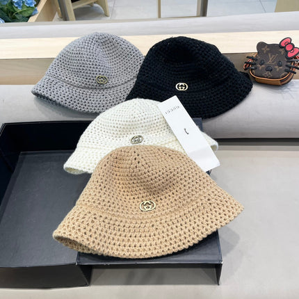 KNITTED BUCKET HAT IN STEEL GRAY WOOL 413396