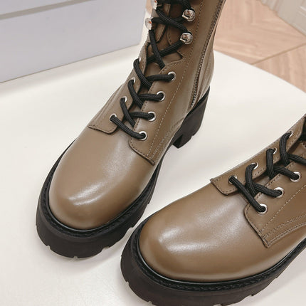 TRIOMPHE RANGERS MID LACE-UP BOOT IN CHOCOLATE BROWN CALFSKIN