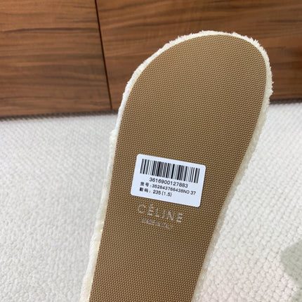 CELINE 26S TWO-STRAP SANDALS IN WHITE WOOL