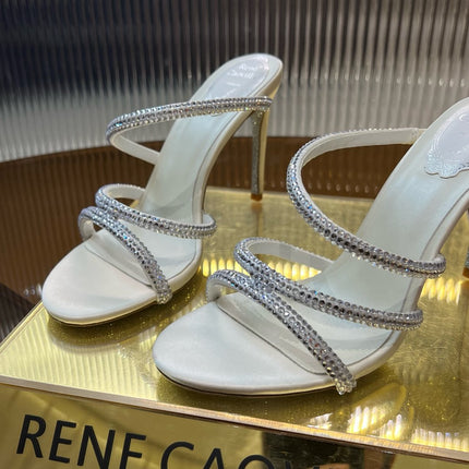 CLEO WHITE SANDAL WITH CRYSTALS 95 MM