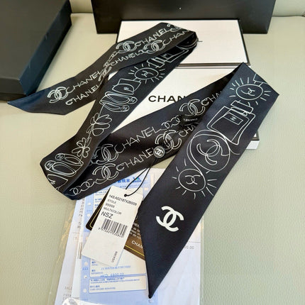 CHANEL 26S TWILLY SCARF 120 IN SILK 432069