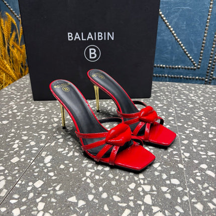 BALMAIN 26S HIGH-HEELED SANDALS 95 MM IN RED CALFSKIN STYLE 1