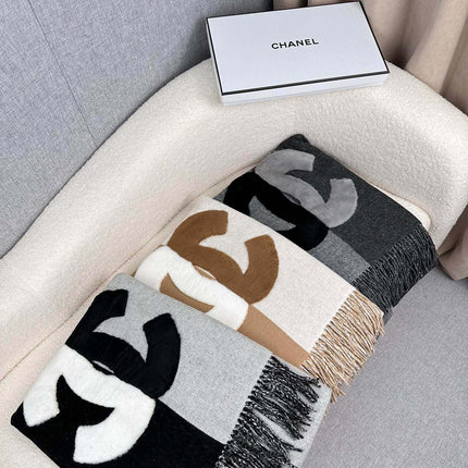SCARF 200 CM IN BLACK MIX HARBOR GRAY CASHMERE AND WOOL 399797