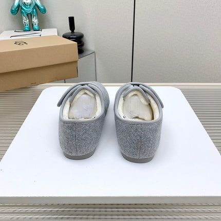TELFAR SLIPPER IN ASH GRAY SUEDE AND SHEARLING LINING