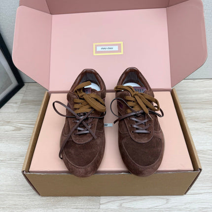 MIUMIU 26S SNEAKERS IN DARK BROWN SUEDE STYLE 11