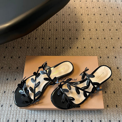 GIANVITO ROSSI 26S SANDALS IN BLACK LAMBSKIN