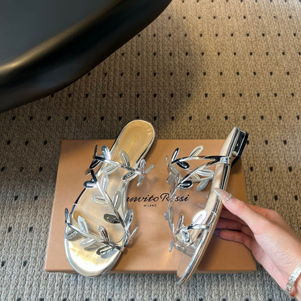 GIANVITO ROSSI 26S SANDALS IN SILVER LAMBSKIN