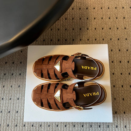 PRADA 26S FISHERMAN SANDALS 55MM IN BROWN SUEDE
