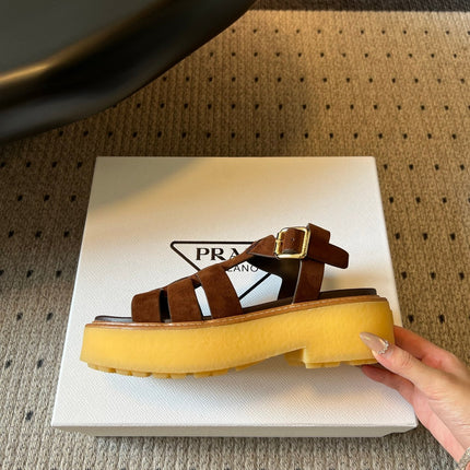 PRADA 26S SANDALS 55MM IN BROWN SUEDE