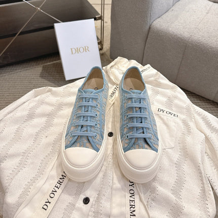 DIOR 26S PLATFORM SNEAKERS IN SKY BLUE OBLIQUE EMBROIDERED MESH