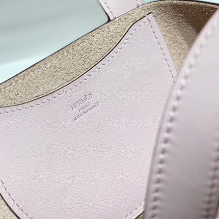 HERMES 25S IN THE LOOP 18 IN LIGHT PINK CALFSKIN SILVER HARDWARE
