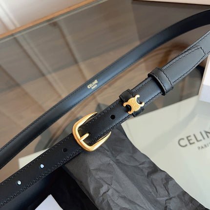 CELINE 26S BELT 18 MM IN BLACK CALFSKIN 658526