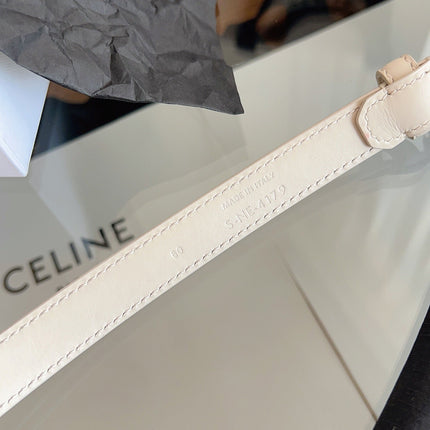 CELINE 26S BELT 18 MM IN CREAM WHITE CALFSKIN 658529