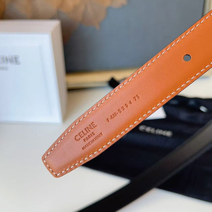 CELINE 26S BELT 25 MM IN BLACK CALFSKIN 672299