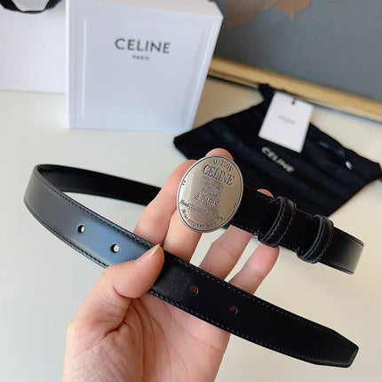 CELINE 26S BELT 25 MM IN BLACK CALFSKIN 672305