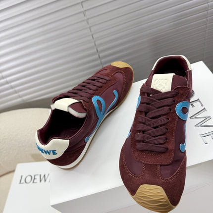 LOEWE 26S BALLET RUNNER 2.0 IN BURGUNDY RED NYLON AND CALFSKIN