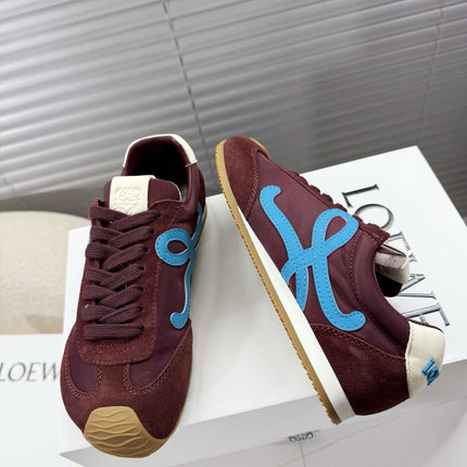 LOEWE 26S BALLET RUNNER 2.0 IN BURGUNDY RED NYLON AND CALFSKIN