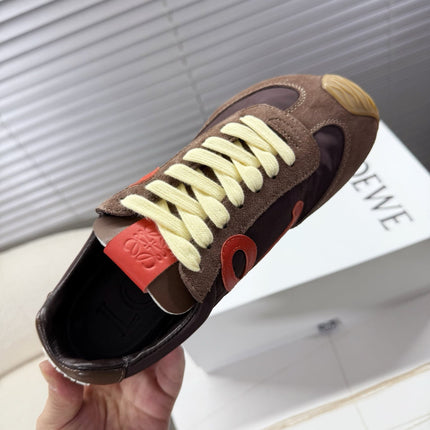 LOEWE 26S BALLET RUNNER 2.0 IN DARK BROWN NYLON AND CALFSKIN