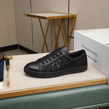 PRA RE-NYLON SNEAKERS IN BLACK LEATHER AND FABRIC