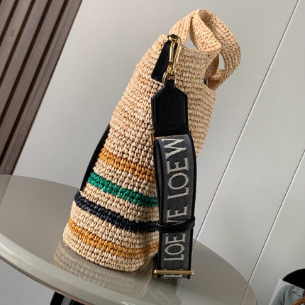 LOE 30 SLIT BAG IN COLORFUL RAFFIA AND CALFSKIN