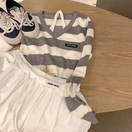 MIUMIU TOP AND SKIRT SET STYLE 443