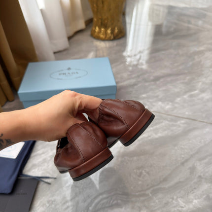 PRADA 25S LOAFERS IN BROWN CALFSKIN