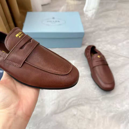 PRADA 25S LOAFERS IN BROWN CALFSKIN