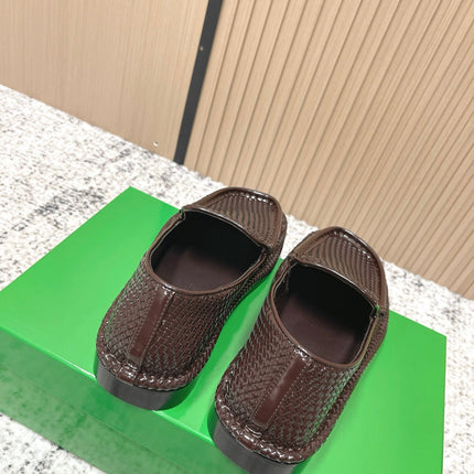 BOTTEGA VENETA 26S LOAFERS IN DARK BROWN INTRECCIATO CALFSKIN