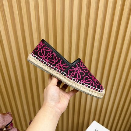 LW PINK ANAGRAM ESPADRILLE LOAFER BLACK LINEN