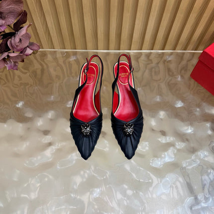 VALENTINO 26S SLINGBACK PUMPS 50 MM IN BLACK CALFSKIN