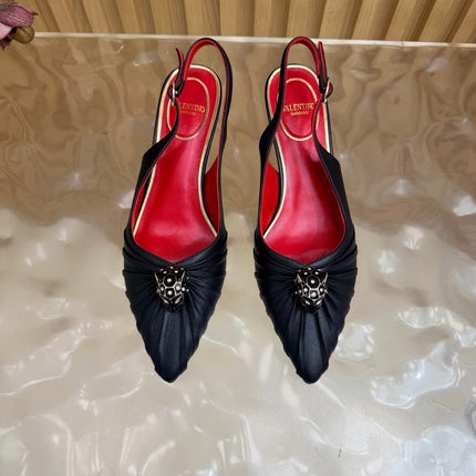 VALENTINO 26S SLINGBACK PUMPS 50 MM IN BLACK CALFSKIN