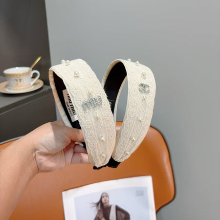 CHANEL 26S HEADBAND IN CREAM WHITE LACE FABRIC 505287