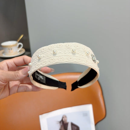CHANEL 26S HEADBAND IN CREAM WHITE LACE FABRIC 505287