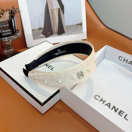 CHANEL 26S HEADBAND IN CREAM WHITE LACE FABRIC 505287