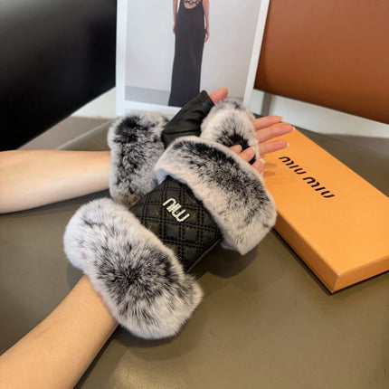 FINGERLESS GLOVES IN BLACK LAMBSKIN AND FOX FUR 463911