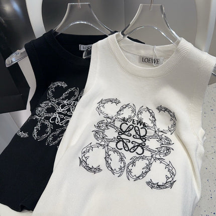 TANK TOP 633202 IN BLACK COTTON RIBBED KNIT