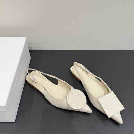 JACQUEMUS 26S FLAT SLINGBACKS IN LIGHT BEIGE FABRIC