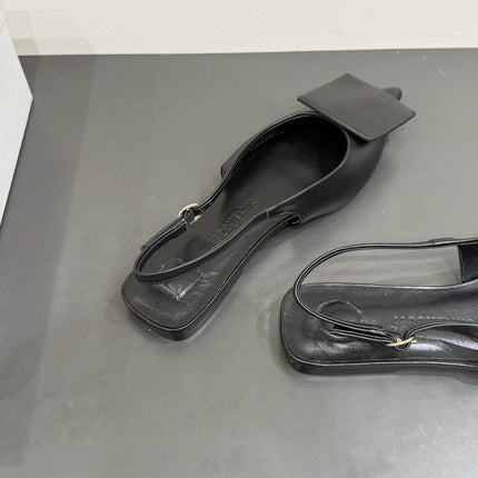 JACQUEMUS 26S FLAT SLINGBACKS IN BLACK LAMBSKIN