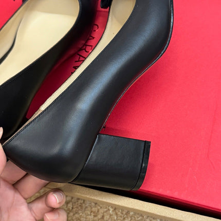 VALENTINO 26S HEELED BALLET FLATS IN BROWN AND BLACK CALFSKIN